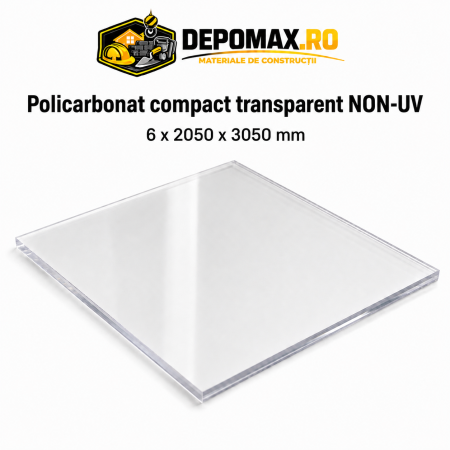 Policarbonat compact transparent NON-UV 6 x 2050 x 3050 mm